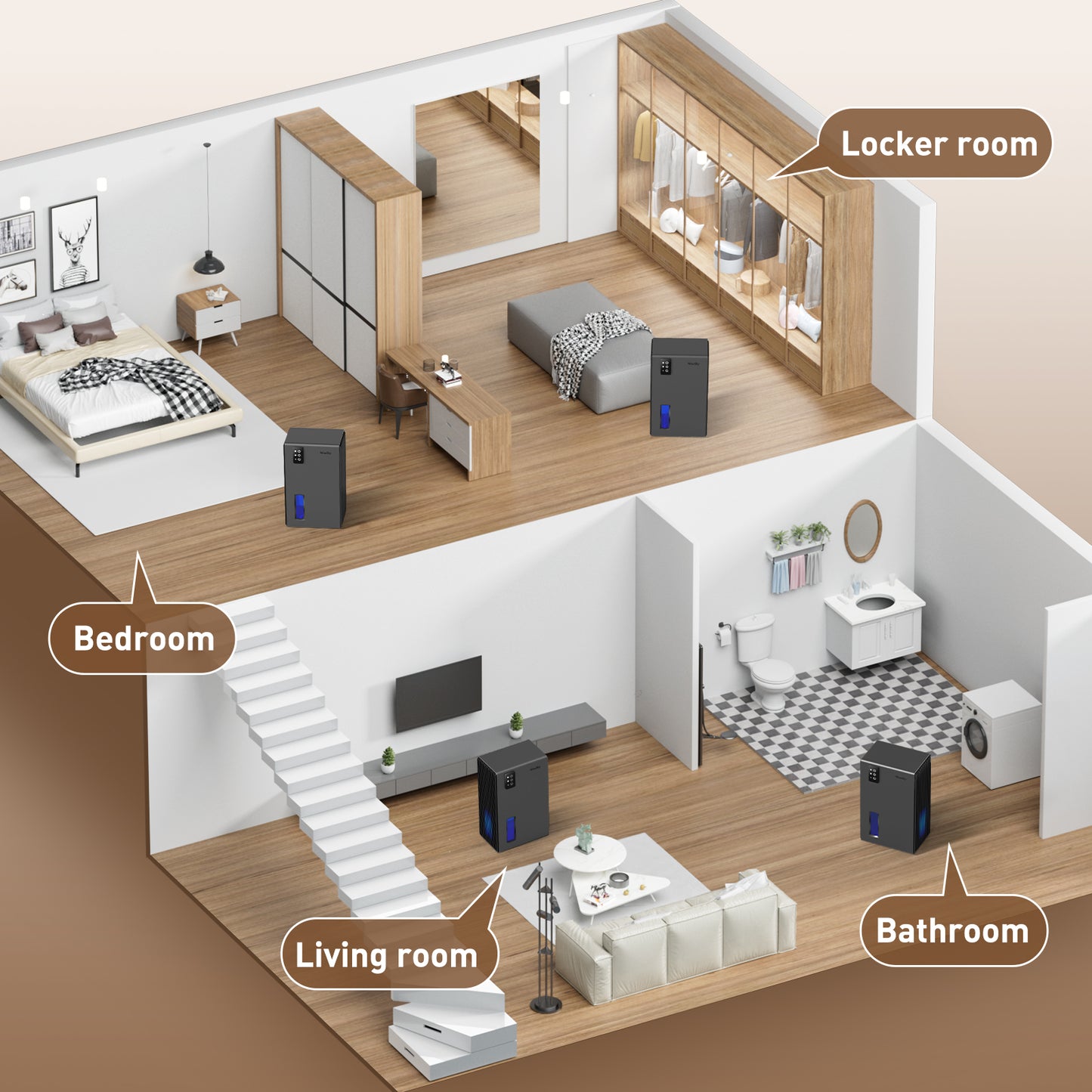 NineSky Dehumidifiers for Home, 95 OZ Water Tank, (1000 sq.ft) Dehumidifiers for Bathroom Bedroom Basement with Auto Shut Off,7 Colors LED Light (Gray)